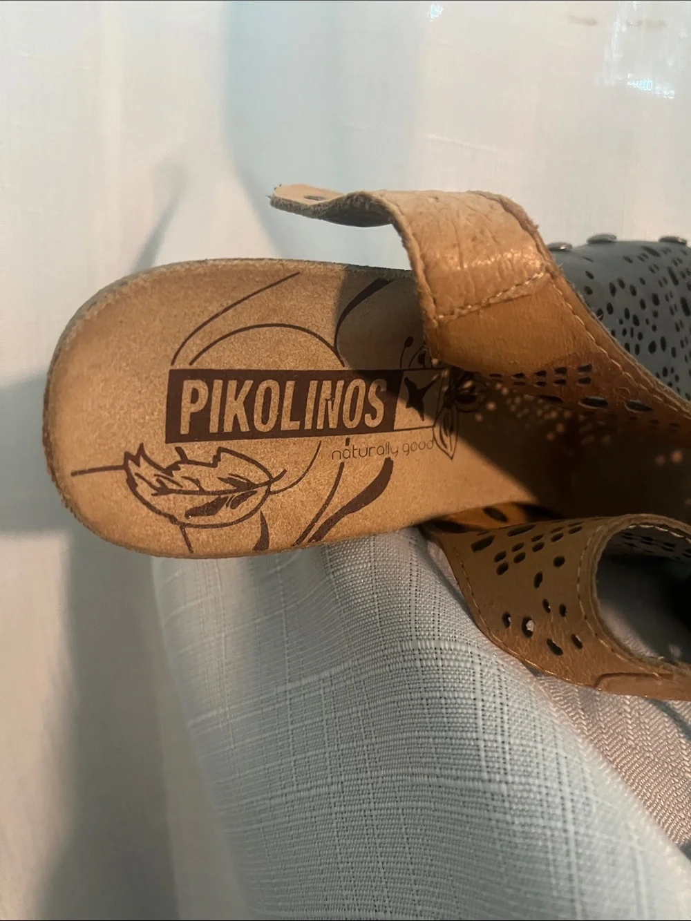 PIKOLINOS Women's olive Laser-Cut Leather Open-Toe Sandals